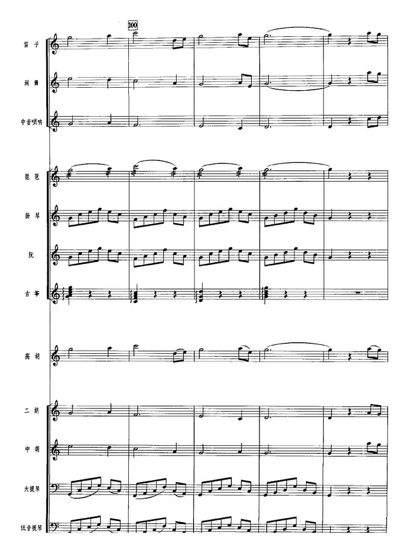 香江夏夜（广东音乐、高胡+乐队伴奏、五线谱版）