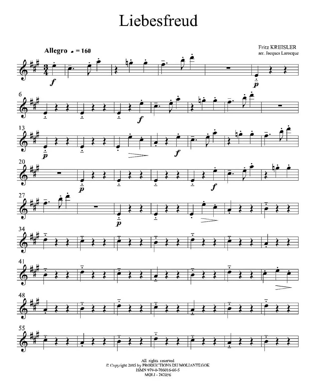 Liebesfreud（四重奏第一上低音萨克斯分谱）