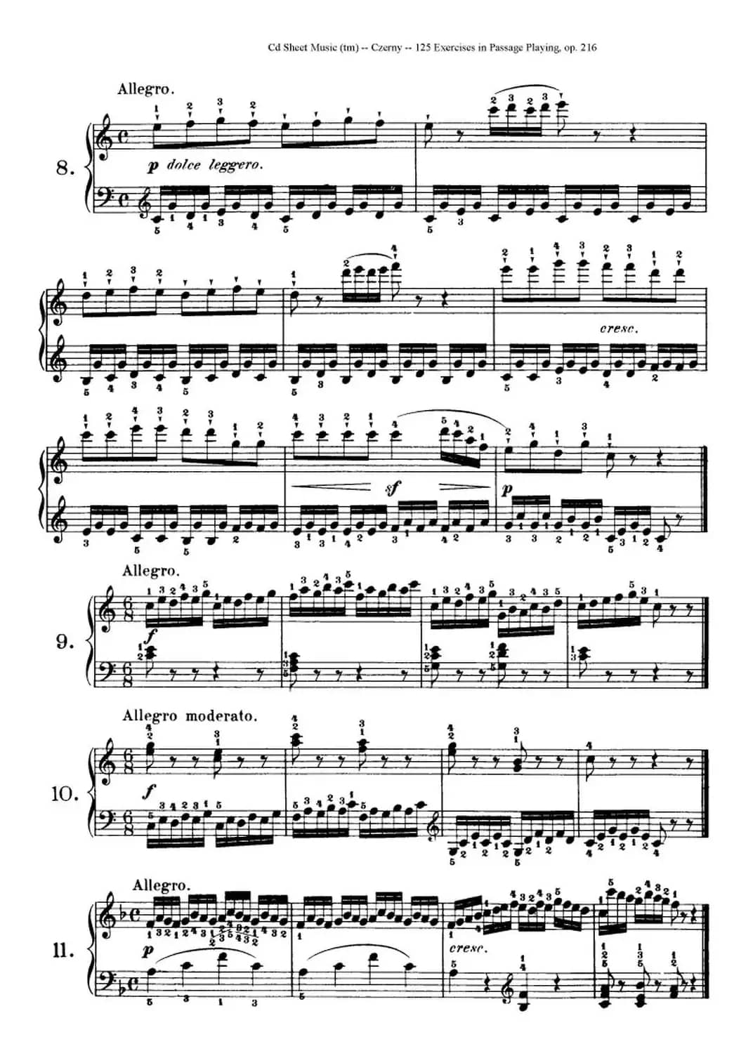 125 Exercises in Passage Playing Op.261（车尔尼125首钢琴短乐句练习曲（1——21））