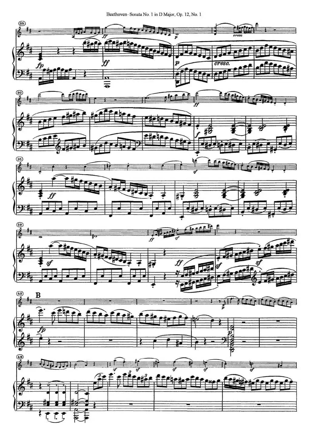 Violin Sonata No.1 in D Major Op.12 No.1（小提琴+钢琴伴奏）