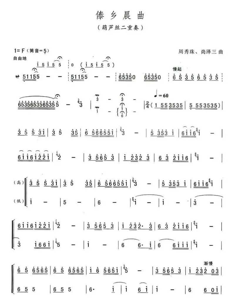 傣乡晨曲（葫芦丝二重奏）