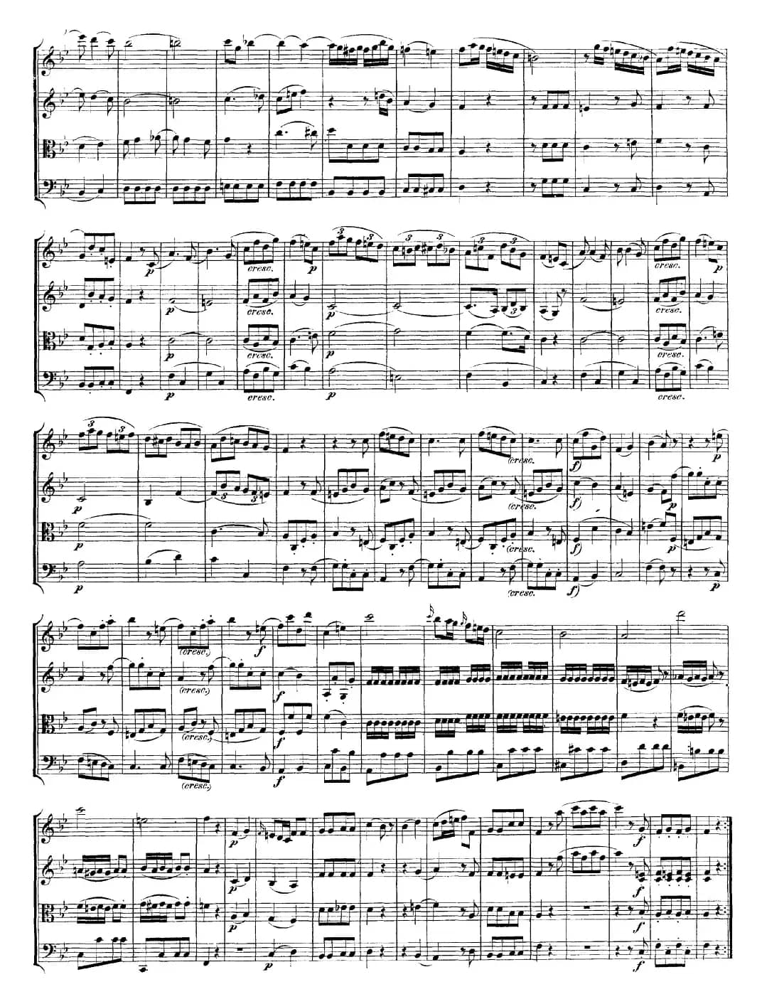 Mozart《Quartet No.17 in Bb Major,K.458》（总谱）