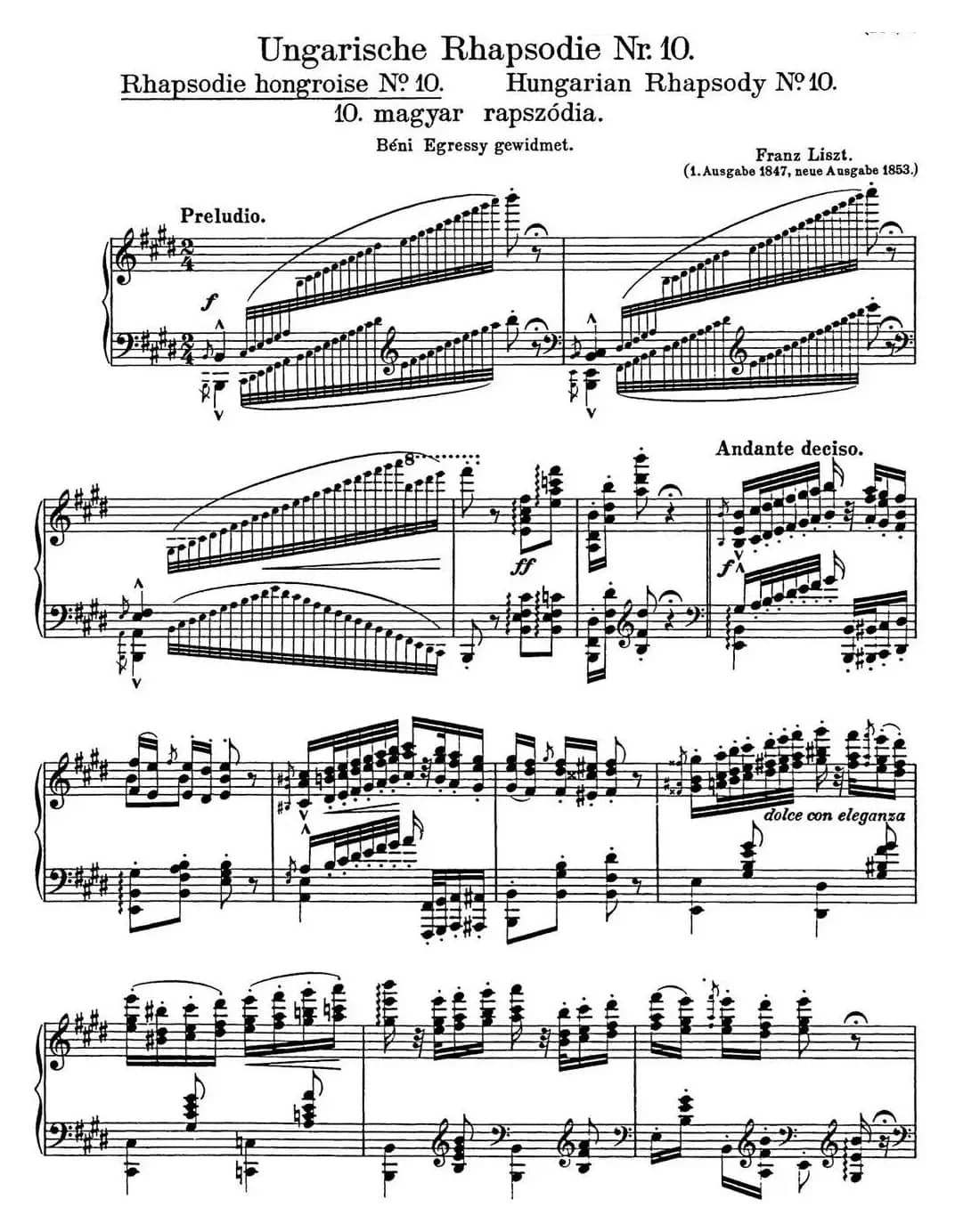 李斯特 匈牙利狂想曲 Hungarian Rhapsodies S.244 No.10