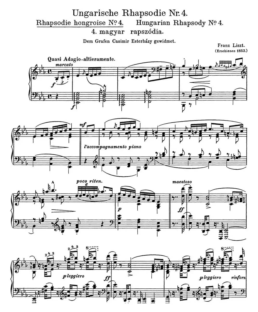 李斯特 匈牙利狂想曲 Hungarian Rhapsodies S.244 No.4