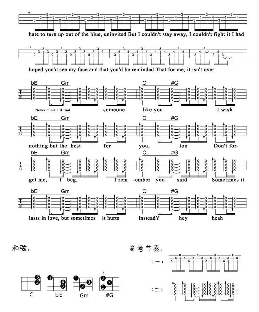 Someone Like You（尤克里里弹唱谱）