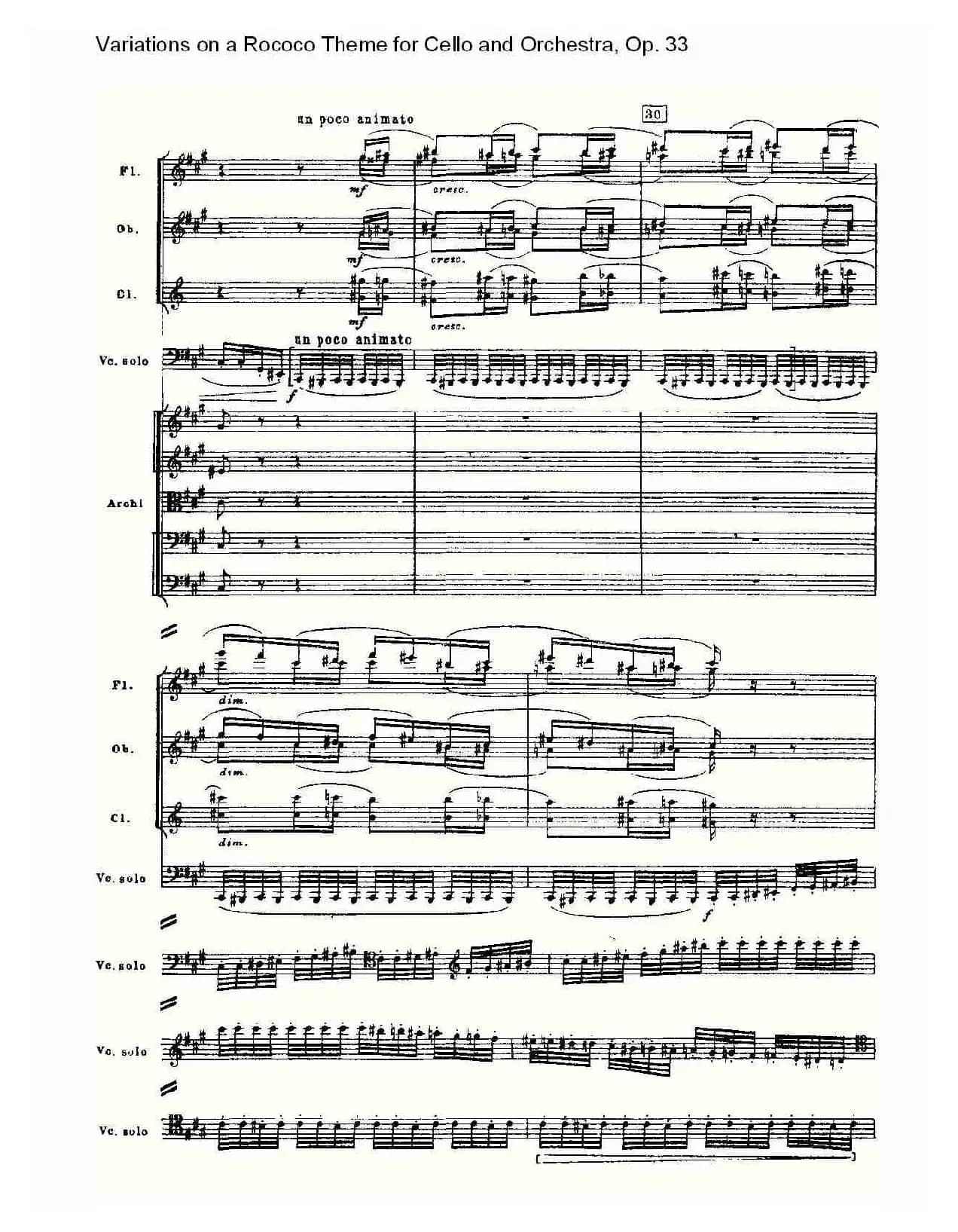 大提琴与管弦乐洛可可主题a小调变奏曲, Op.33（一）