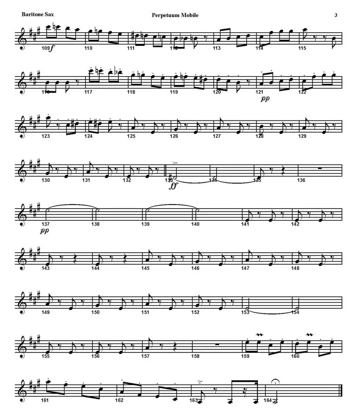 PERPETUUM MOBILE（四重奏·上低音萨克斯分谱）