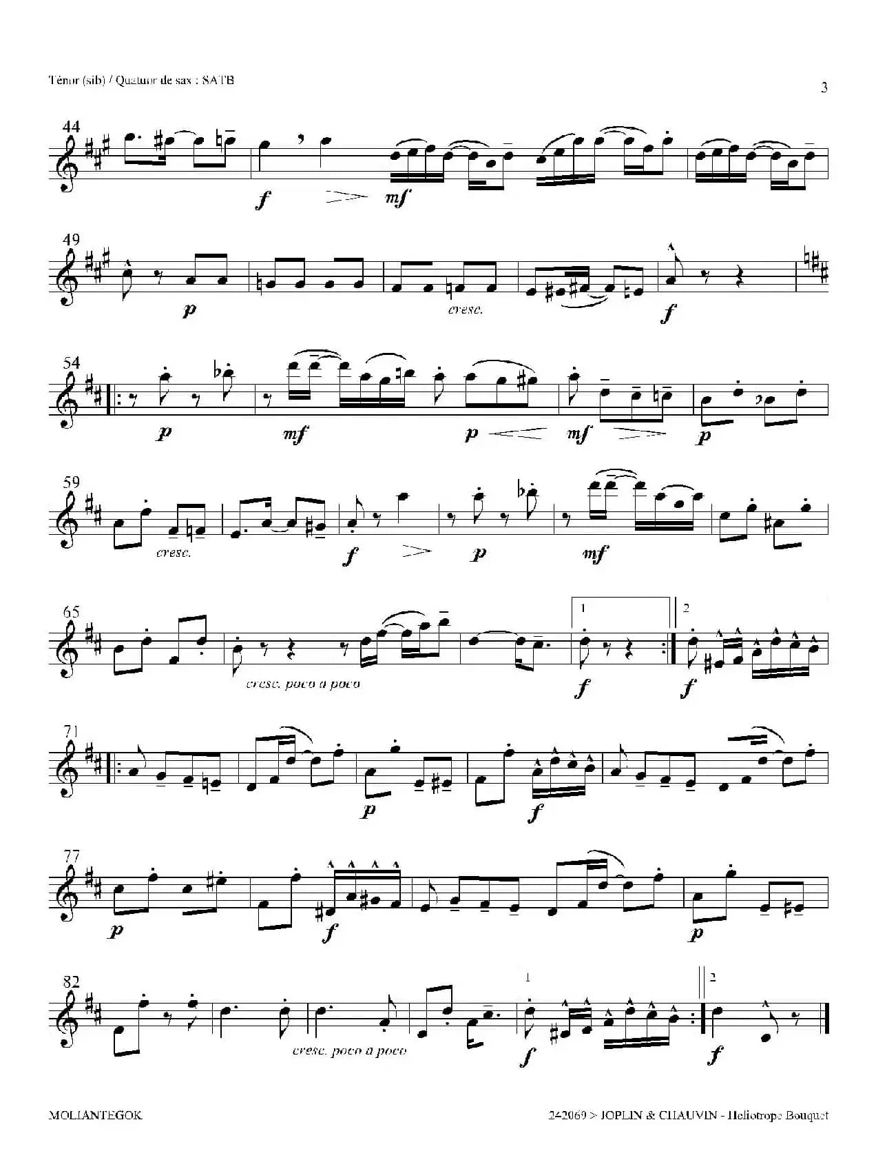 Heliotrope Bouquet（四重奏次中音萨克斯分谱）