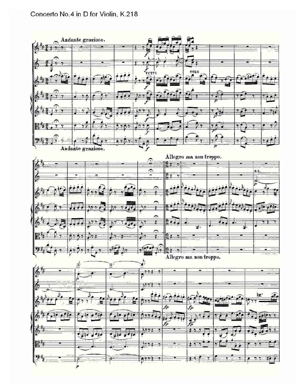 Concerto No.4 in D for Violin, K.218（D调小提琴第四协奏曲，K）