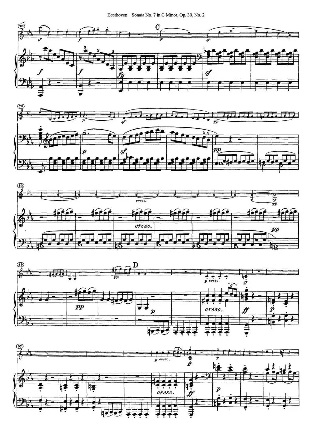 Violin Sonata No.7 in C Minor Op.30 No.2（小提琴+钢琴伴奏）