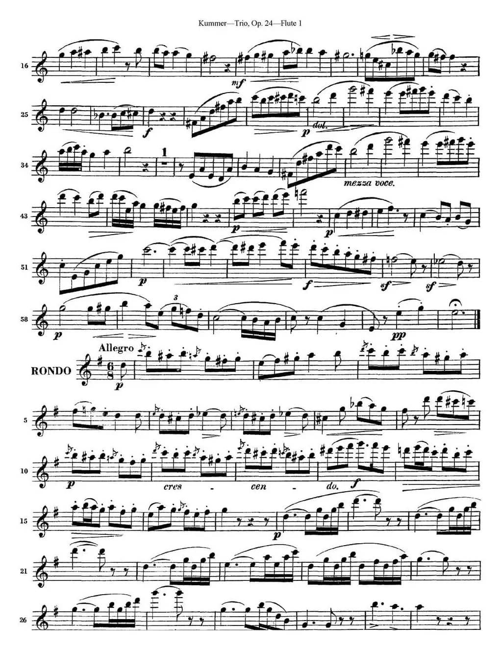 库默长笛三重奏Op.24（Flute 1）