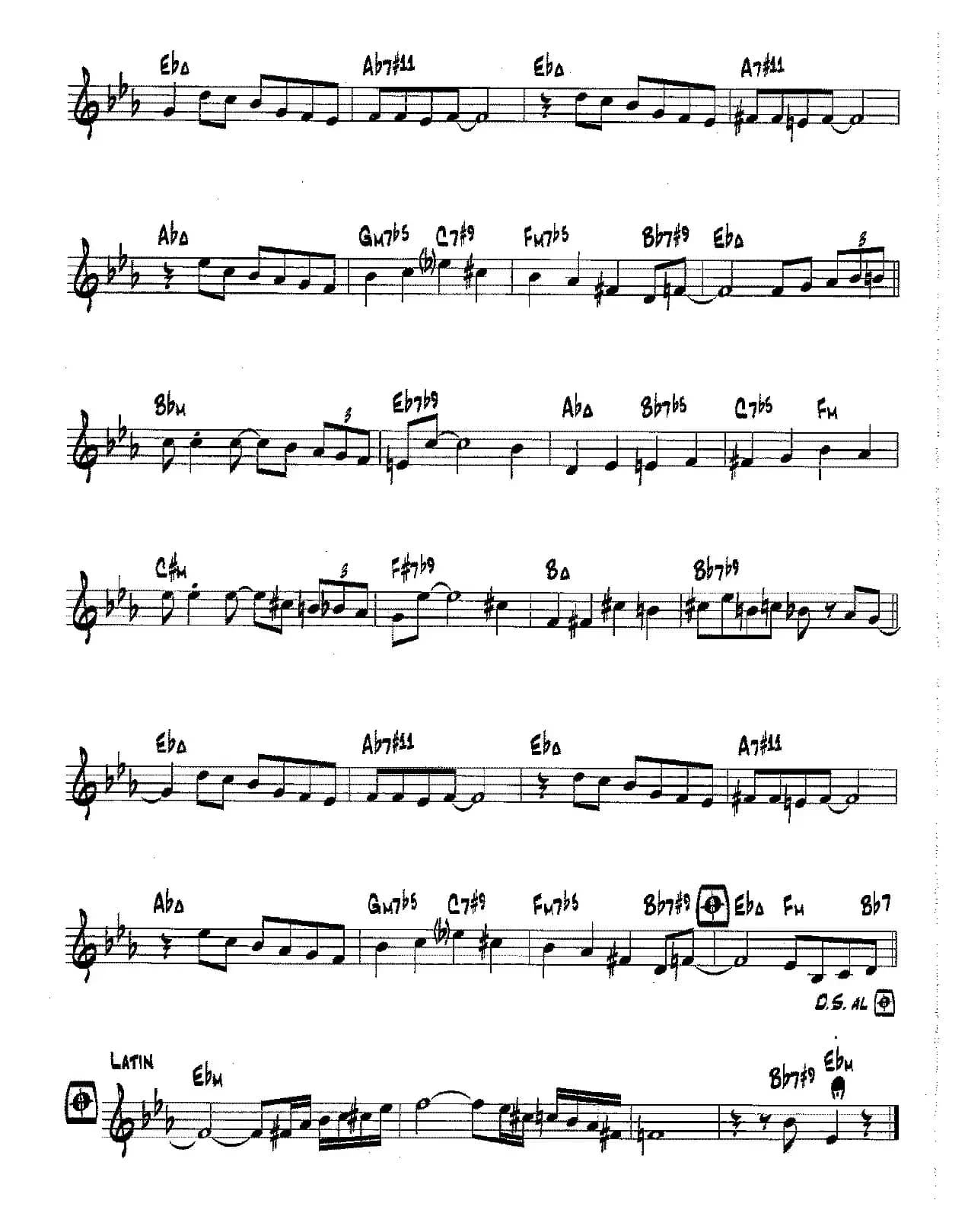 降B爵士乐谱：ECAROH