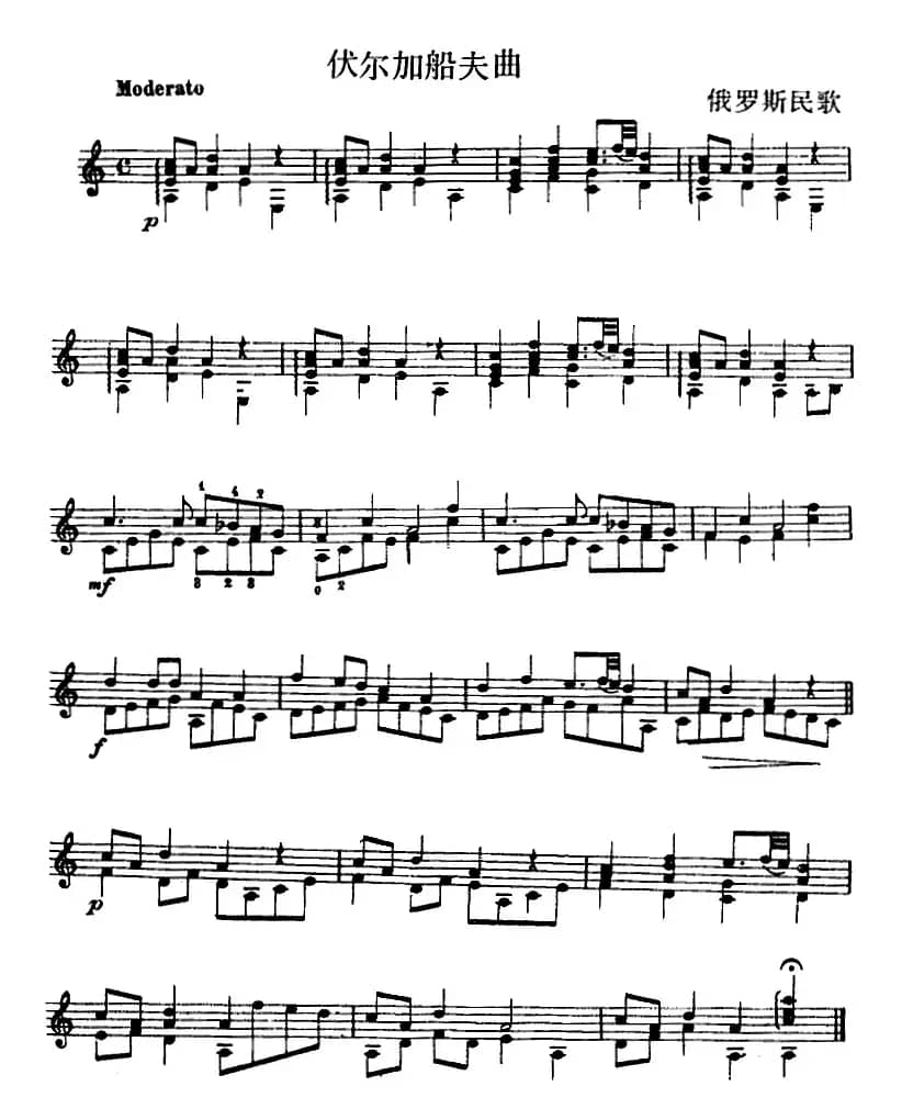 西班牙吉他独奏曲：伏尔加船夫曲