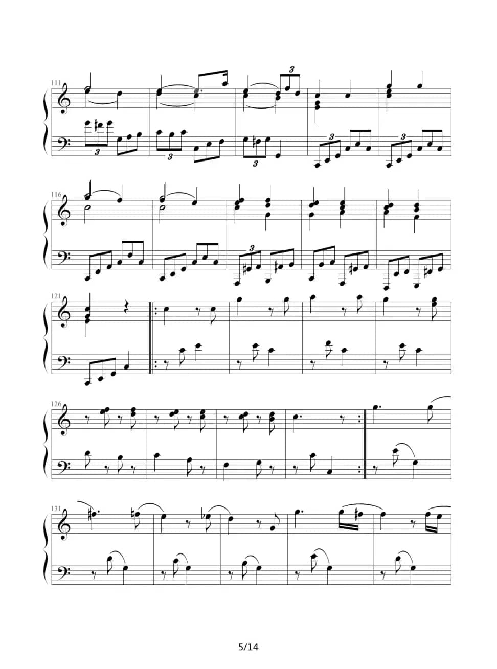 小星星变奏曲 K.265 带指法（Mozart.莫扎特）