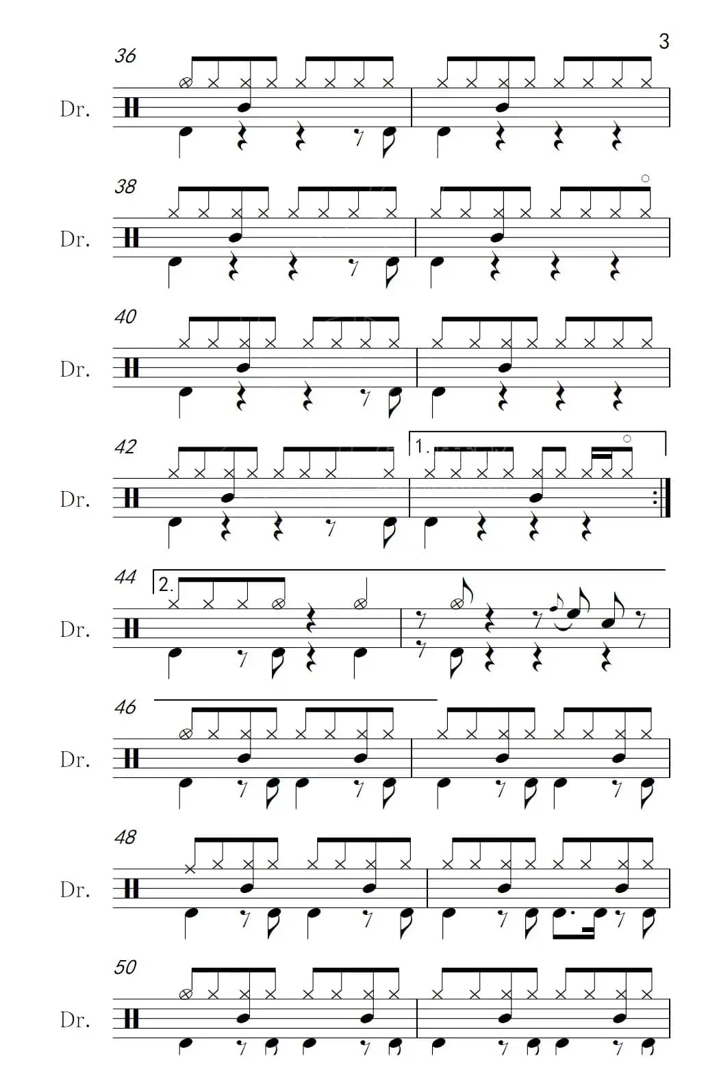 阳光总在风雨后（架子鼓谱）