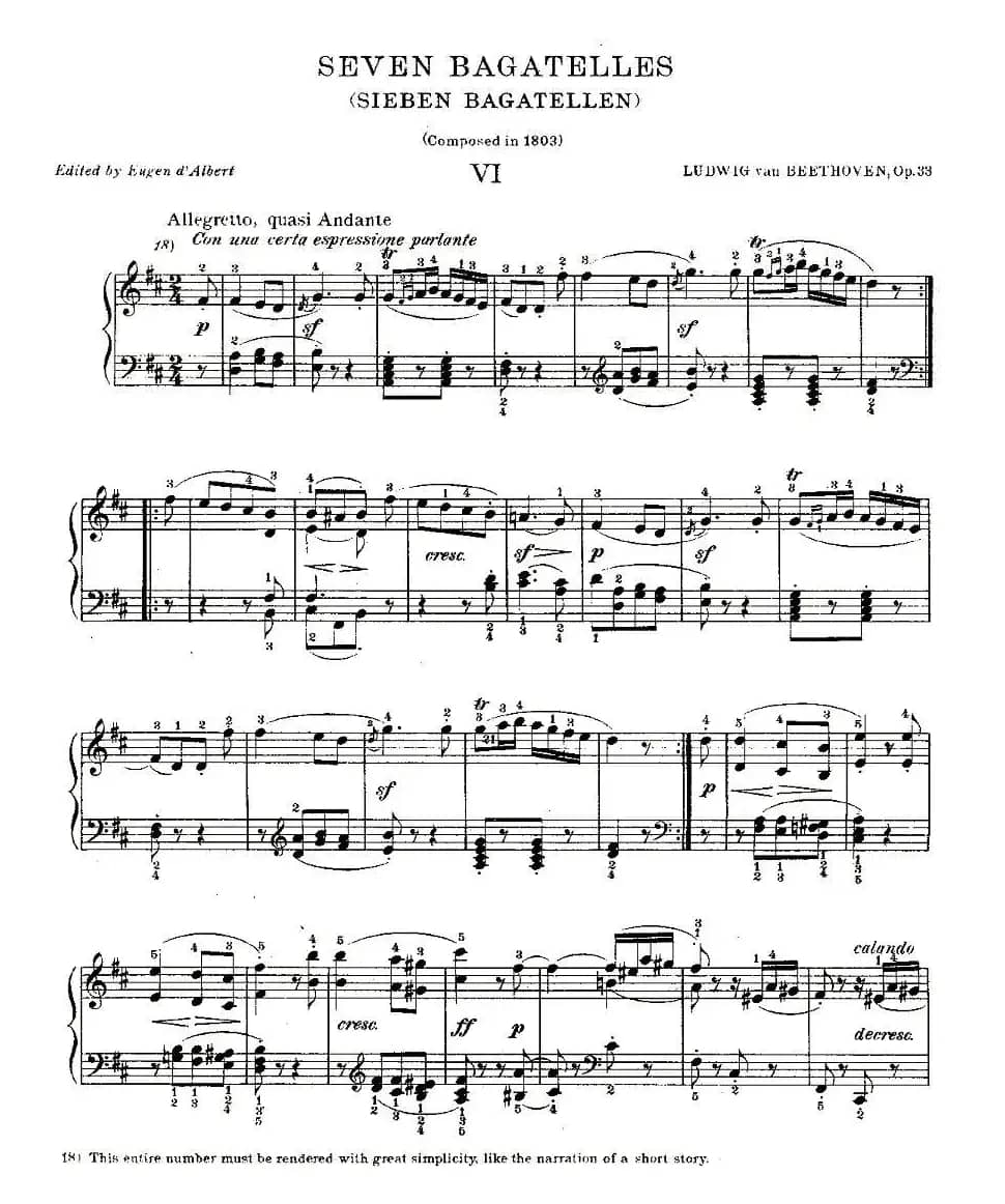 贝多芬钢琴小品（Bagatelles）（Op.33 之6）