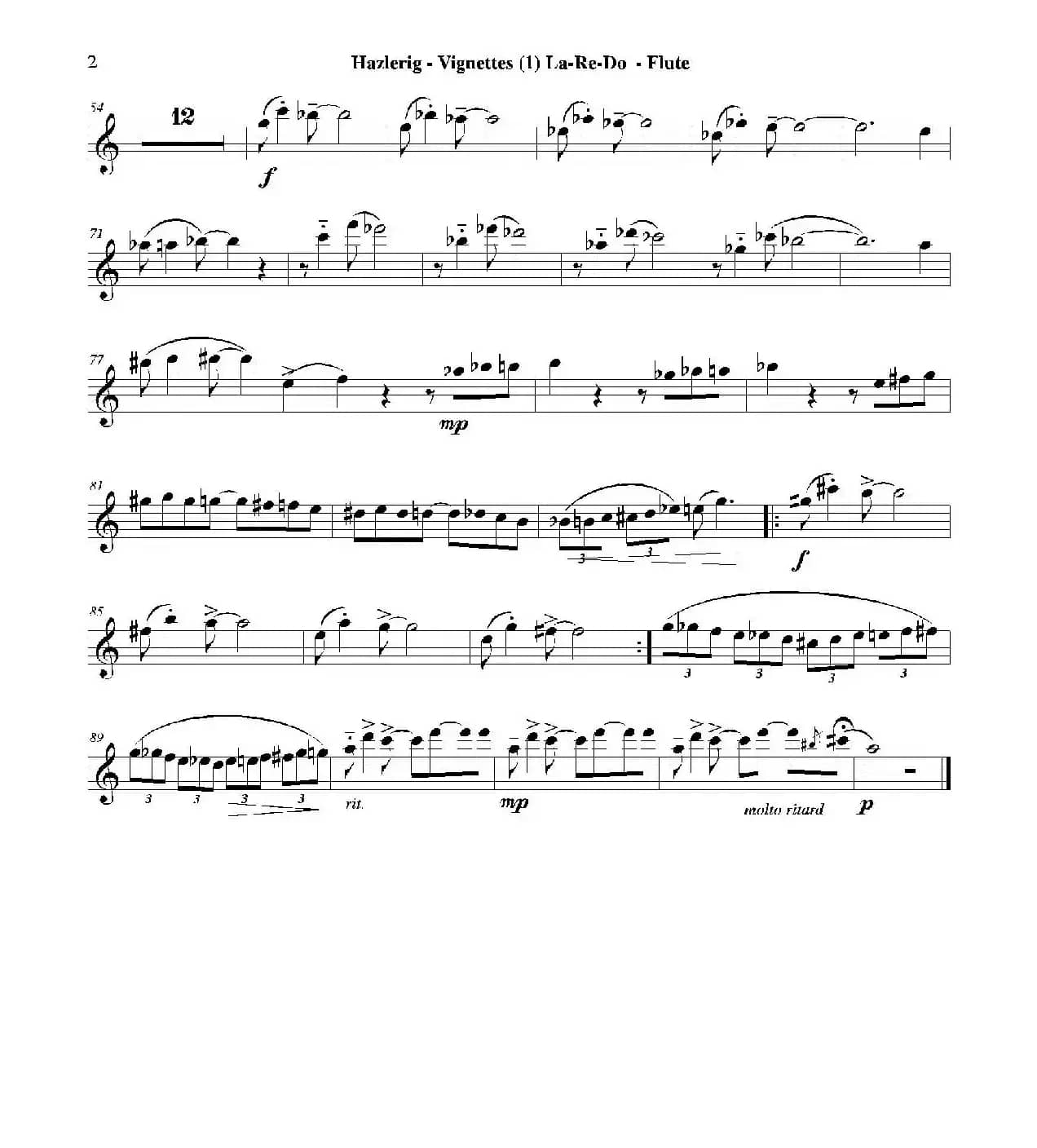 Three jazz vignettes（第一乐章）（三重奏长笛分谱）