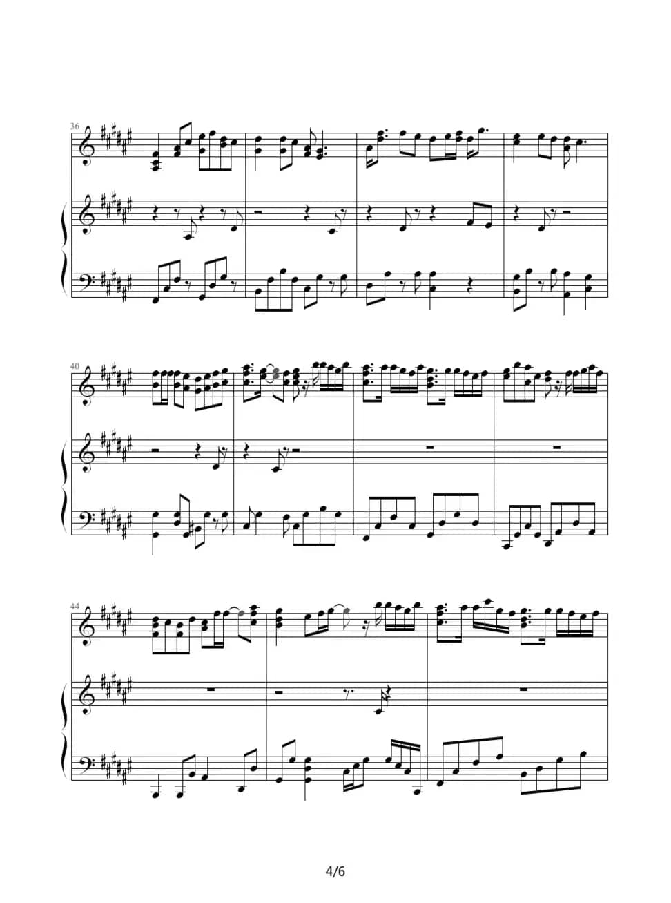 Twins - 饮歌（钢琴伴奏谱）（]shyyn 制谱版）