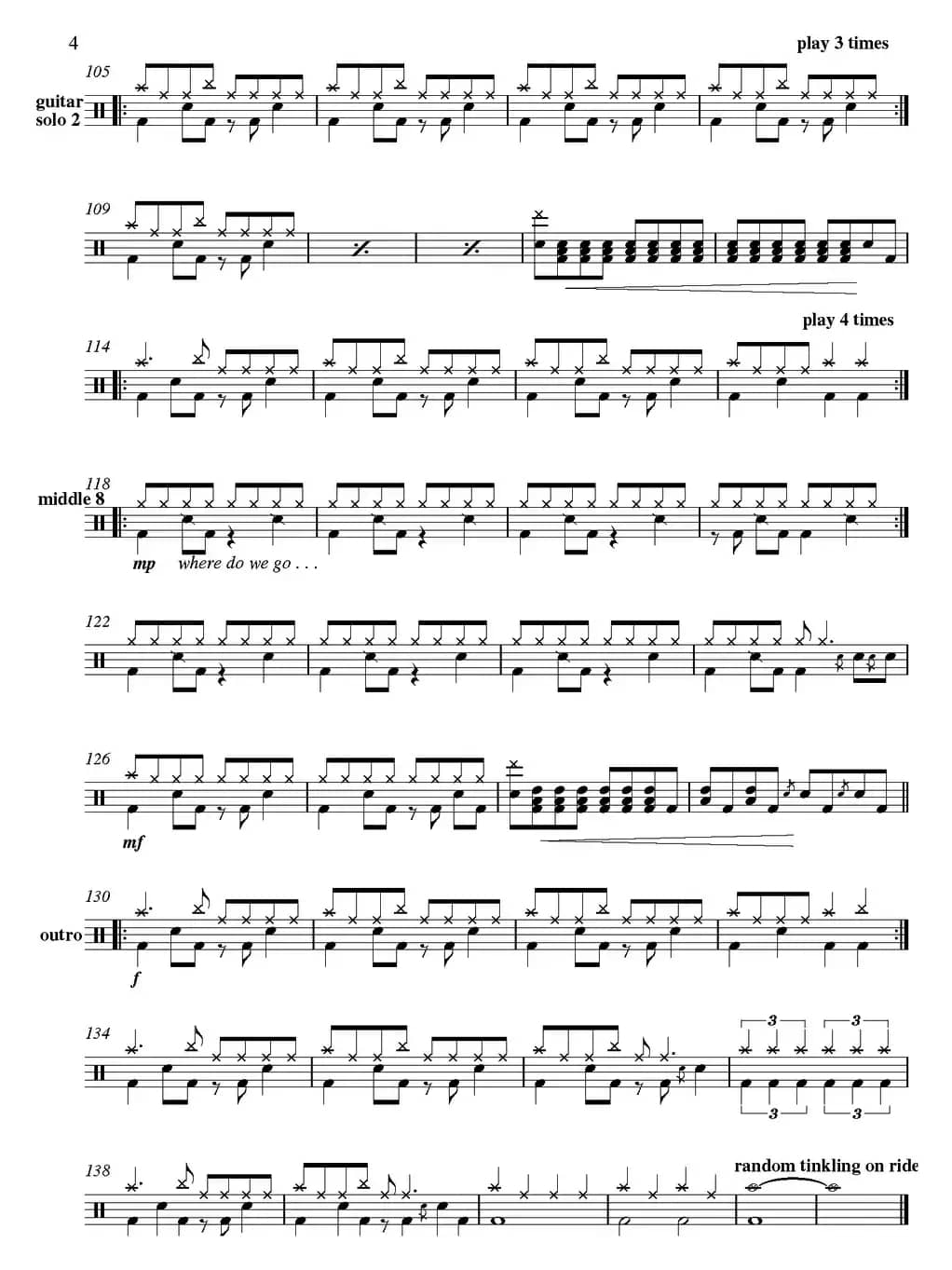 爵士鼓谱：Guns n' Roses - Sweet child of mine