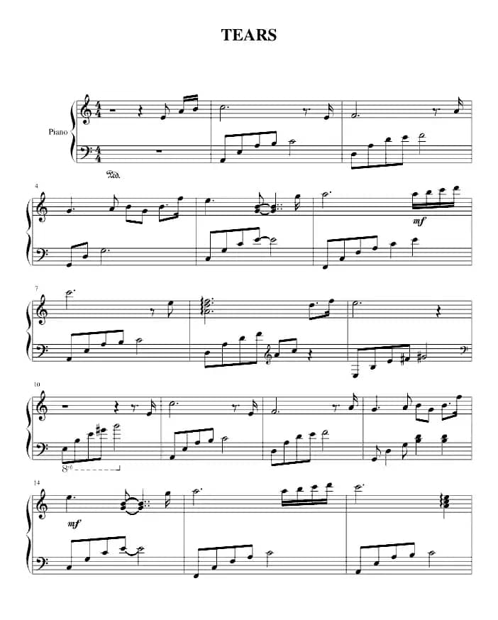 Tears（眼泪）（C调版）