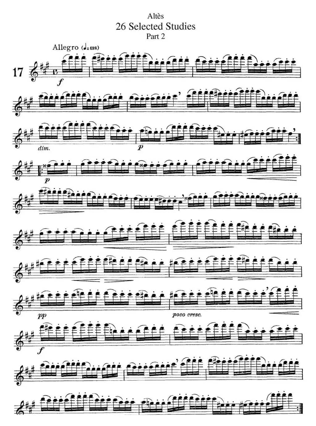 阿尔泰斯26首精选长笛练习曲（NO.17）