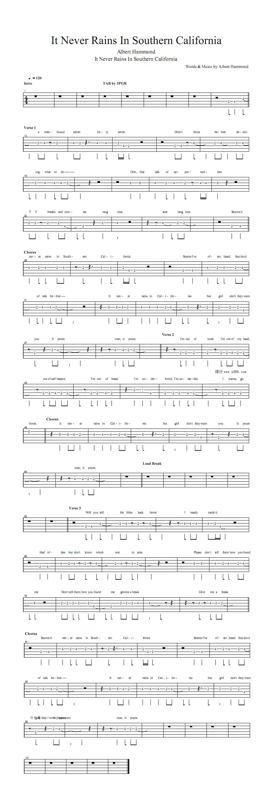 it never rains in southern california