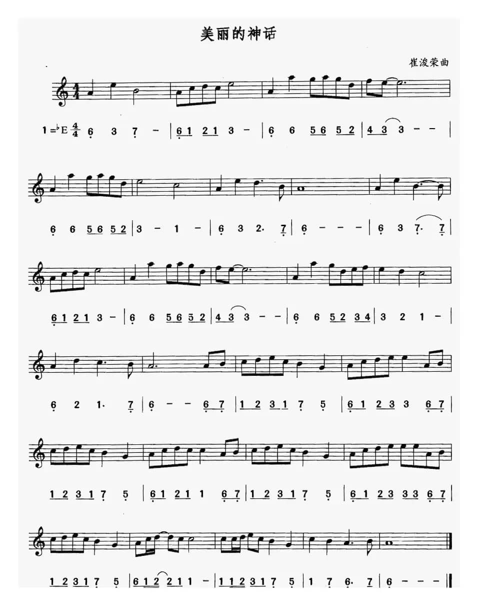 美丽的神话（线简谱对照版）