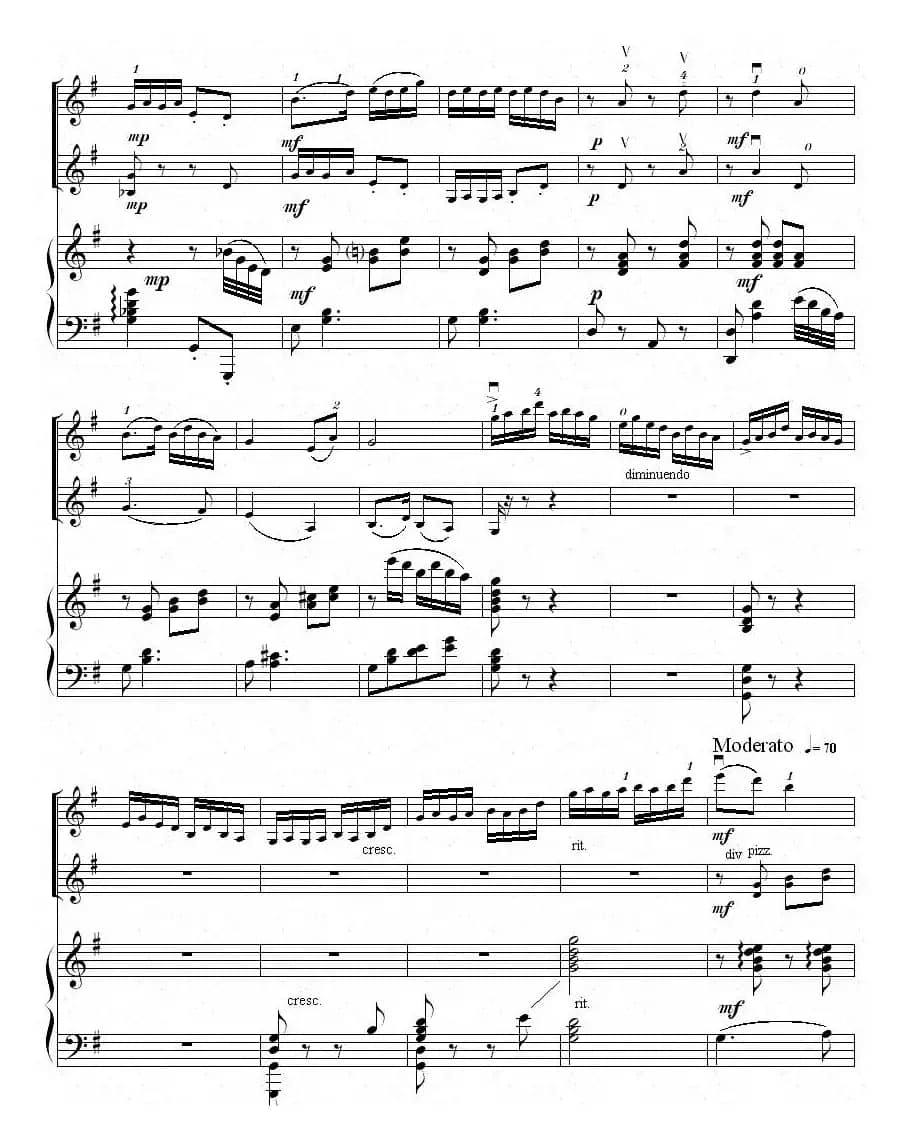 扑蝶舞曲（小提琴二部齐奏＋钢琴）