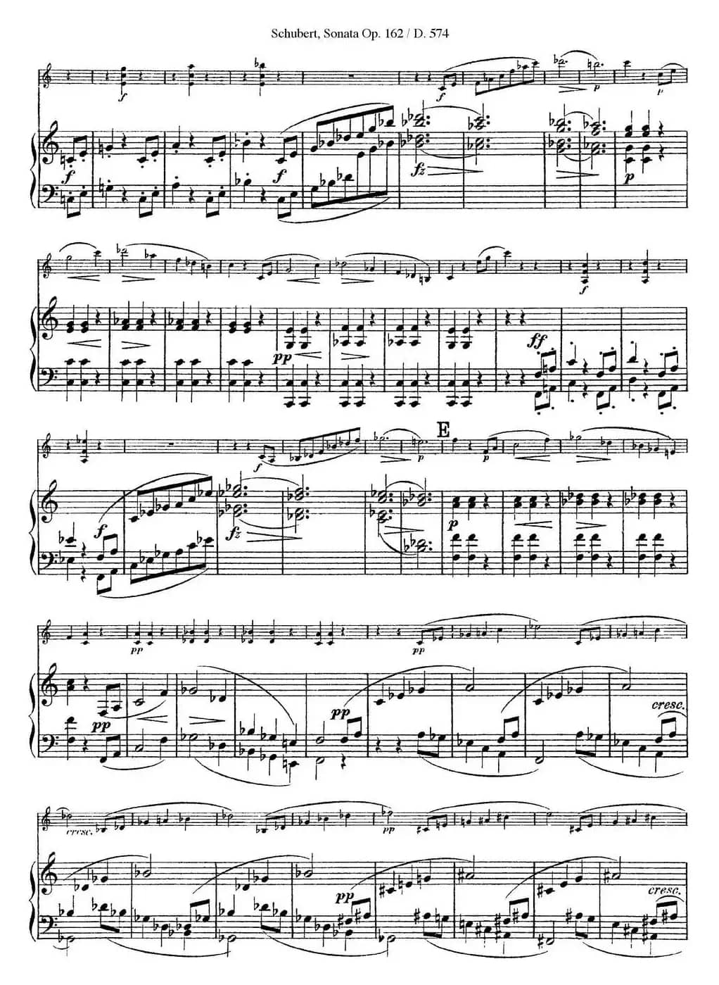 Violin Sonata in A major Op.162 D.574（小提琴+钢琴伴奏）