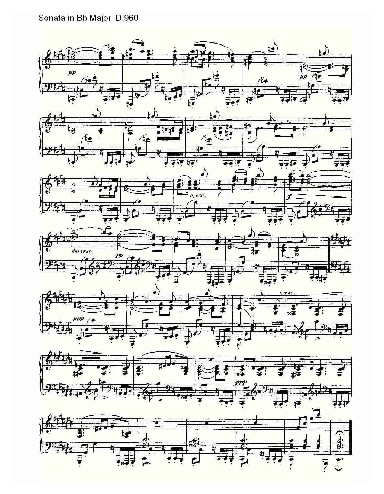 Sonata in Bb Major D.960（Bb大调奏鸣曲 D.960）