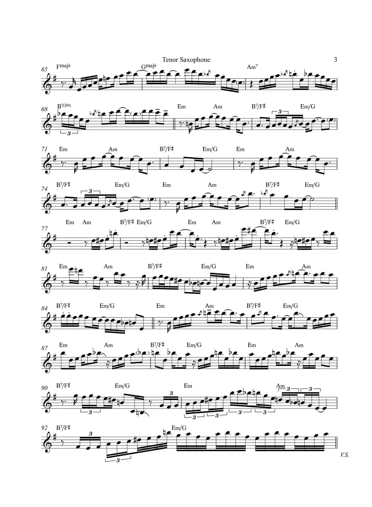 Tequila Moon（次中音萨克斯）