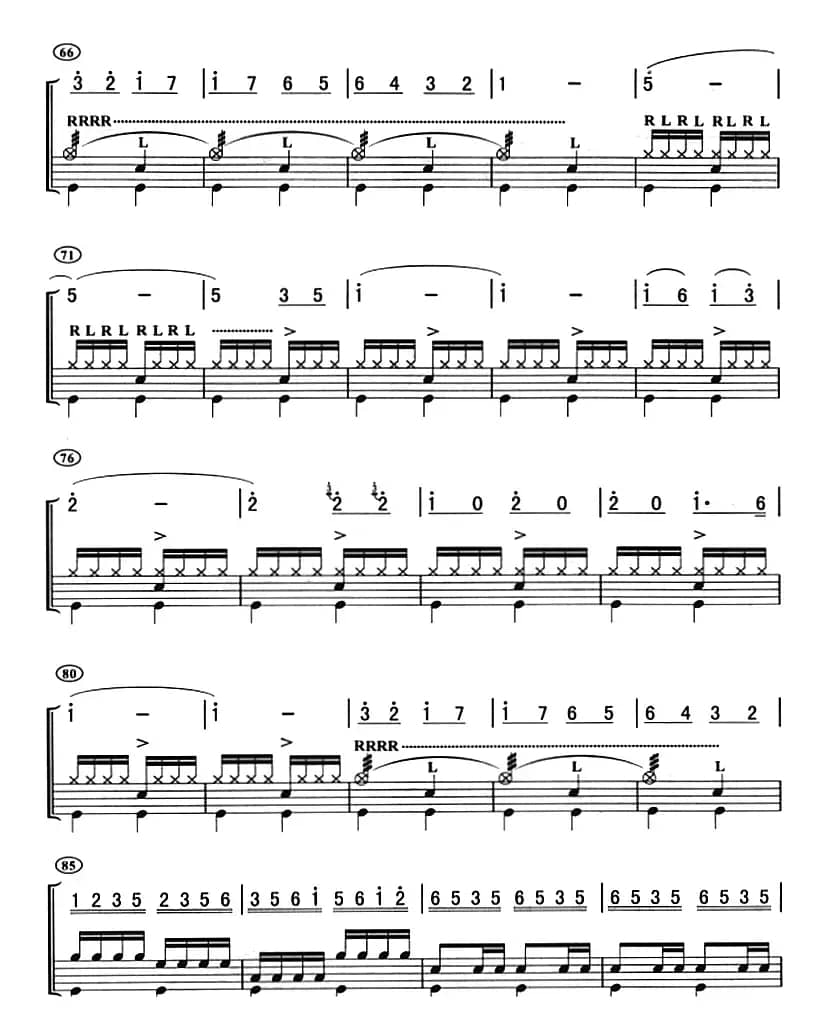 打虎上山（架子鼓、主旋律+鼓谱）