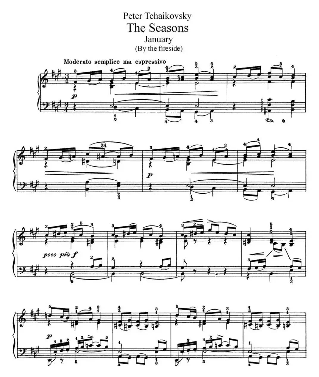 柴可夫斯基 四季 1月 壁炉边 A大调 At the Fireside A major