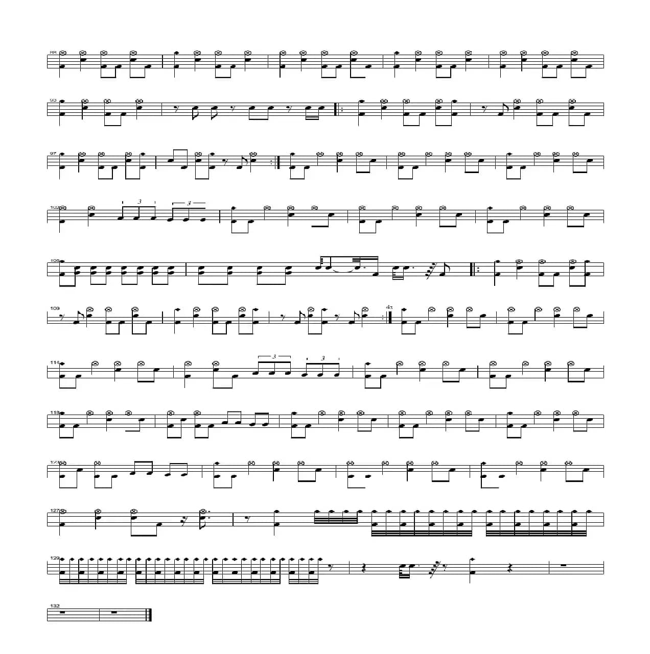 无地自容（架子鼓谱）