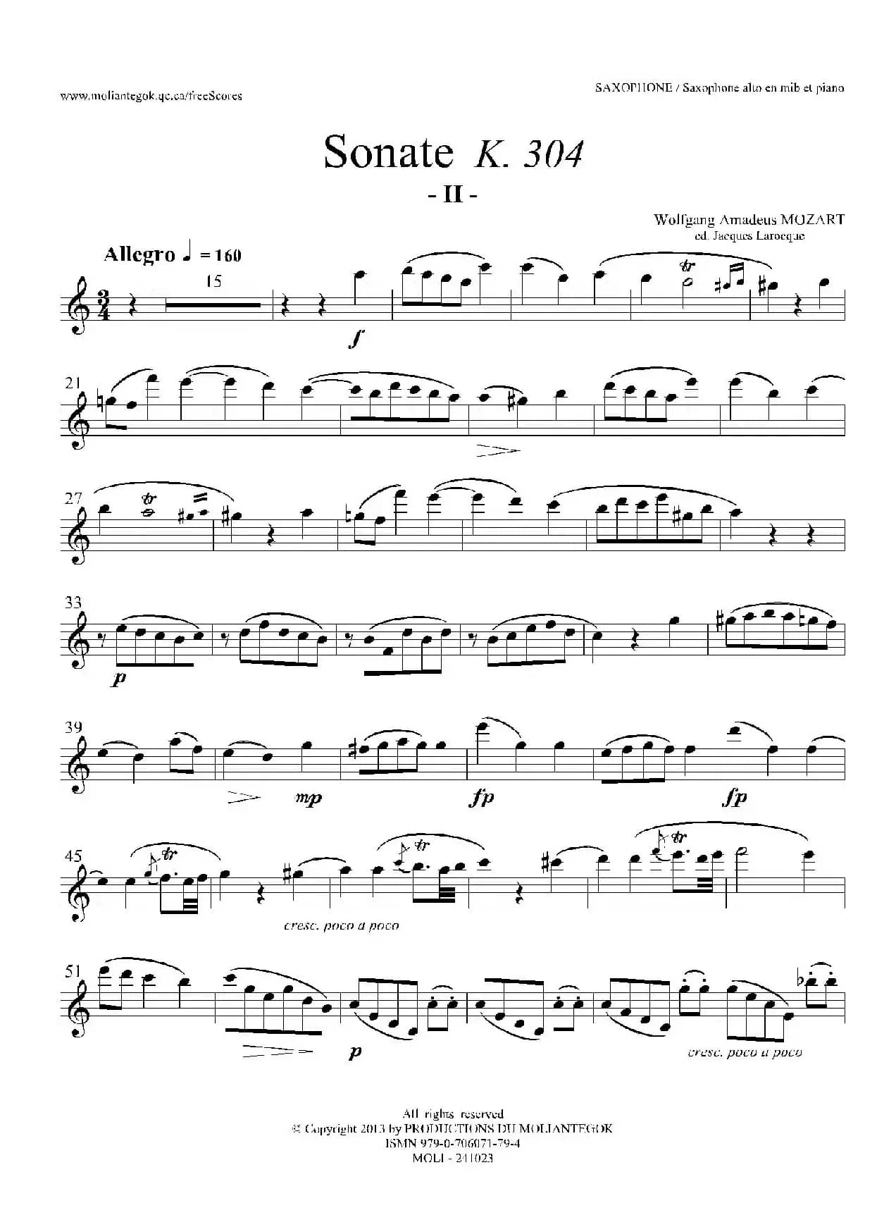 奏鸣曲 Op.304（中音萨克斯）