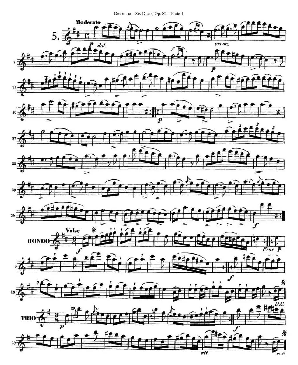 德维埃纳六个长笛二重奏小段Op.82——Flute 1（NO.5）