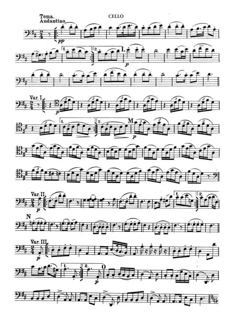 TROUT-QUARTET（大提琴谱）