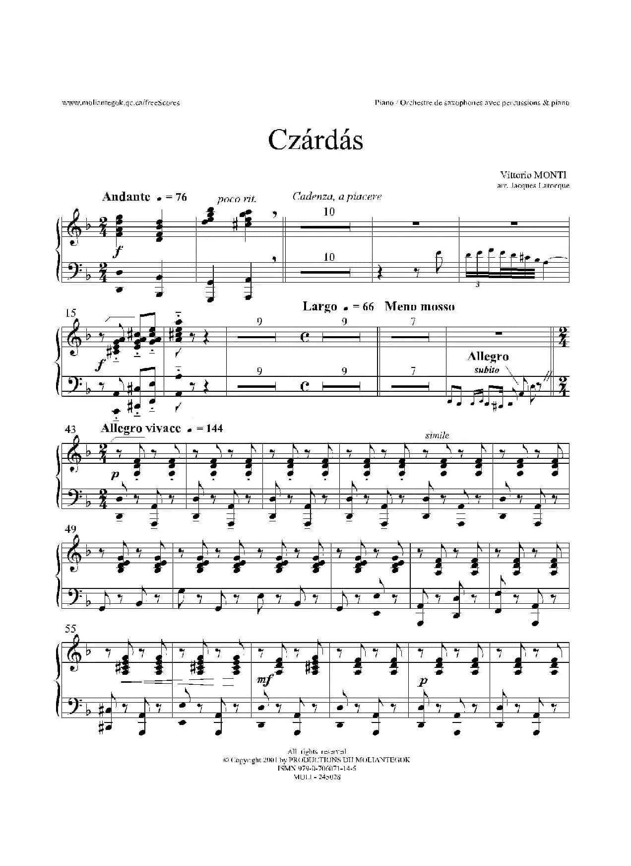 Czardas 查尔达斯（15重奏）（钢琴）