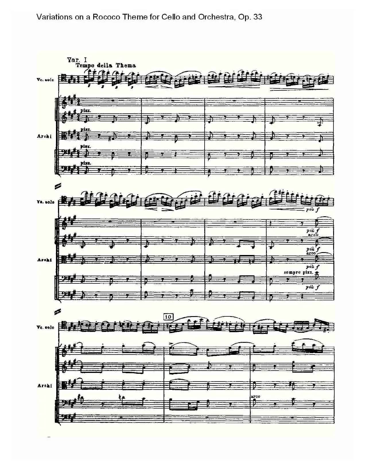 大提琴与管弦乐洛可可主题a小调变奏曲, Op.33（一）