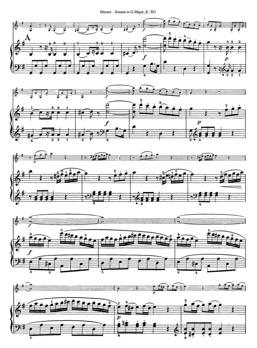 Violin Sonata in G Major K.301（小提琴+钢琴伴奏）