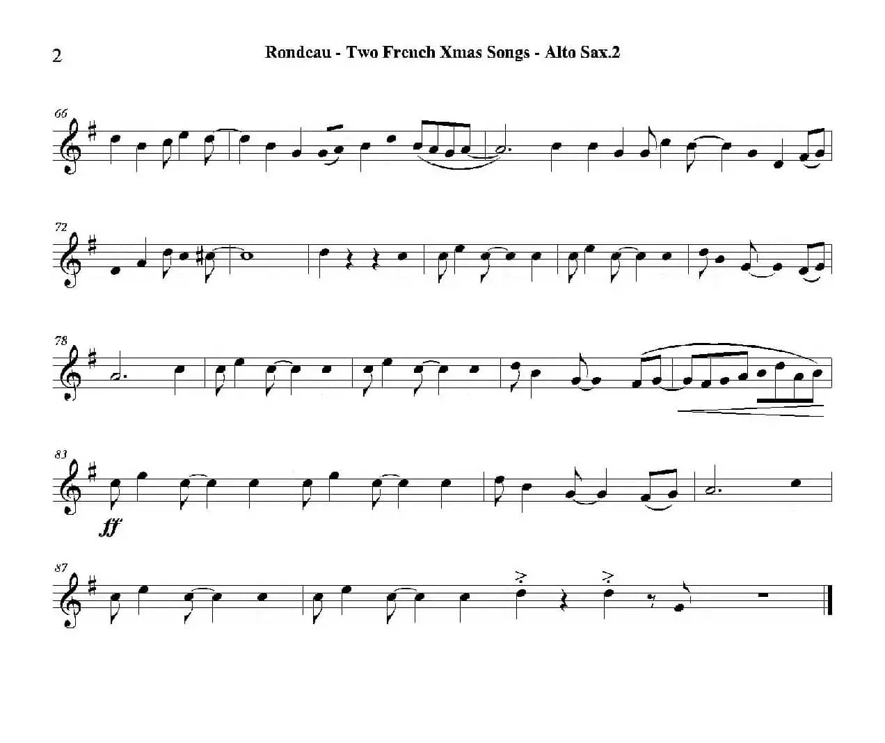 Two French Xmas Songs（第二中音萨克斯分谱）