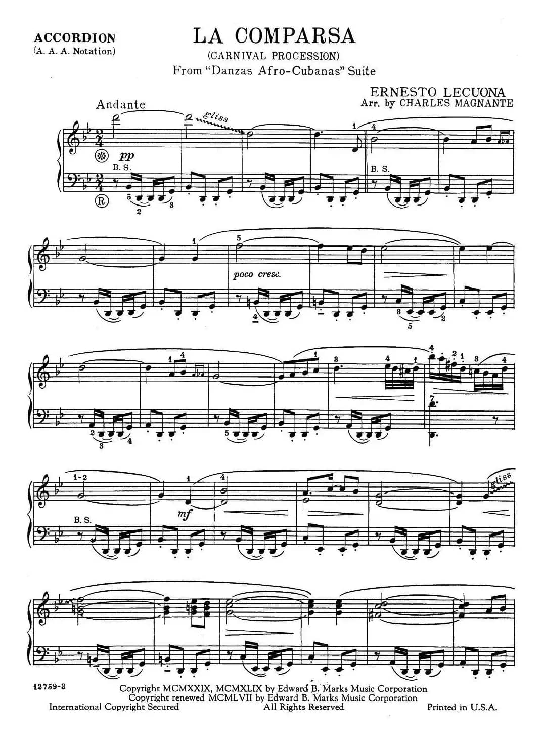 La Comparsa（狂欢节的游行）（传统低音手风琴）