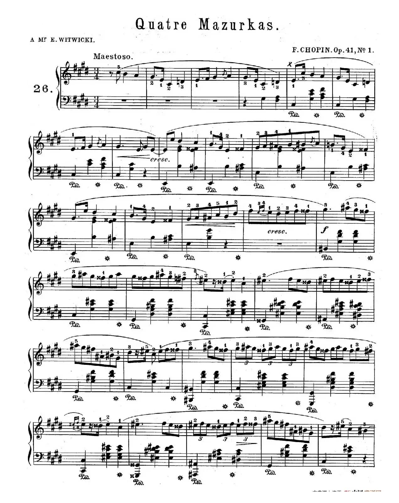 Quatre Mazurkas Op.41(4首玛祖卡·1)