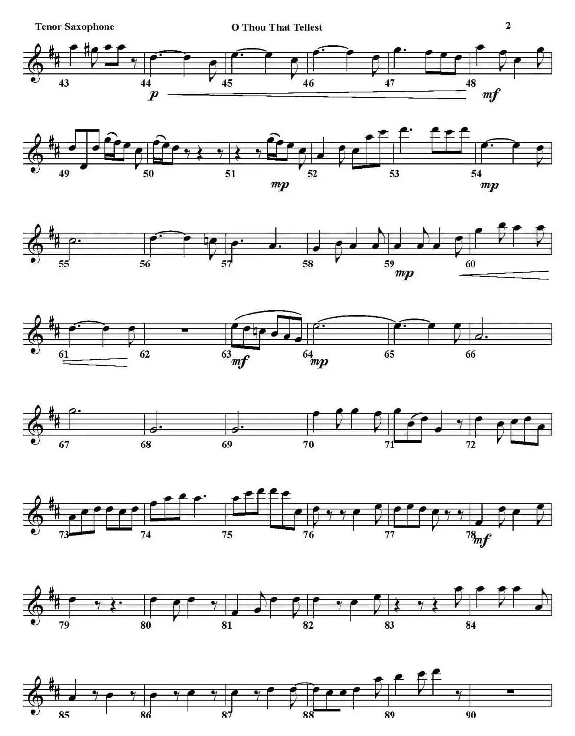 O THOU THAT TELLEST GOOD TIDINGS TO ZION（四重奏·次中音萨克斯分谱）