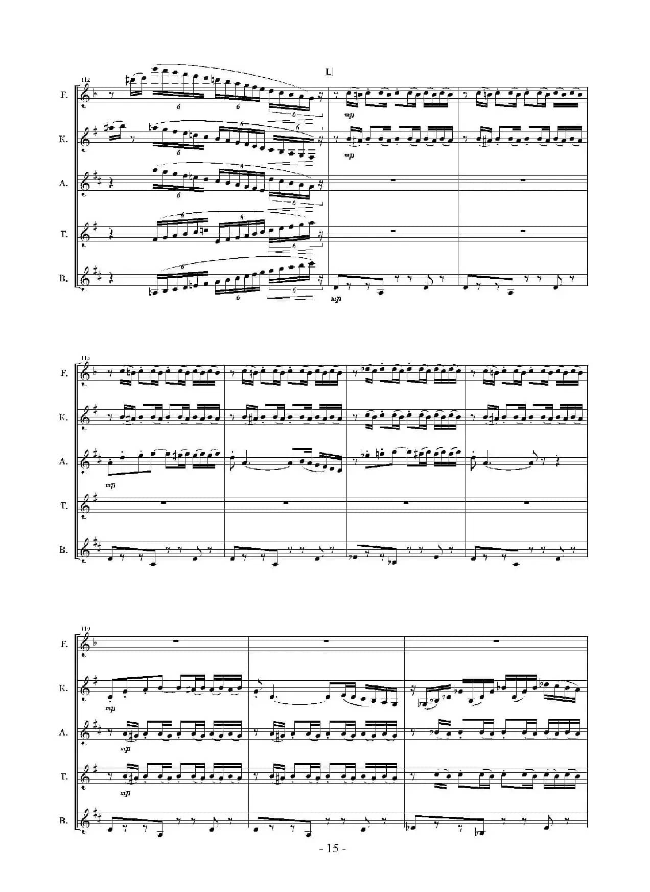 Landschaft mit Feldwege（木管五重奏、总谱）