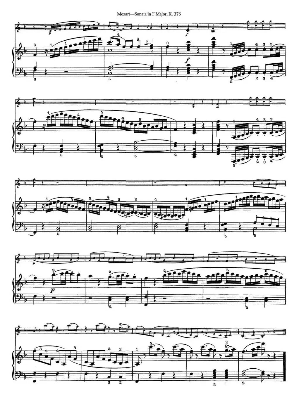 Violin Sonata in F Major K.376（小提琴+钢琴伴奏）