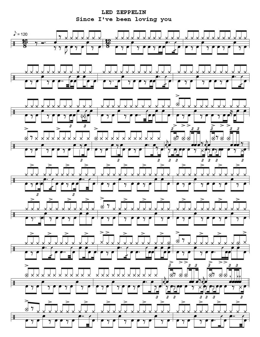 爵士鼓谱：Led Zeppelin - Since I've been loving you