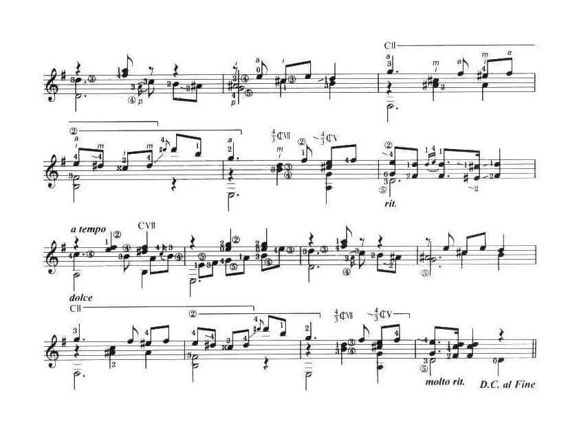 古典吉他考级八级外国乐曲B组（1、G大调玛祖卡）