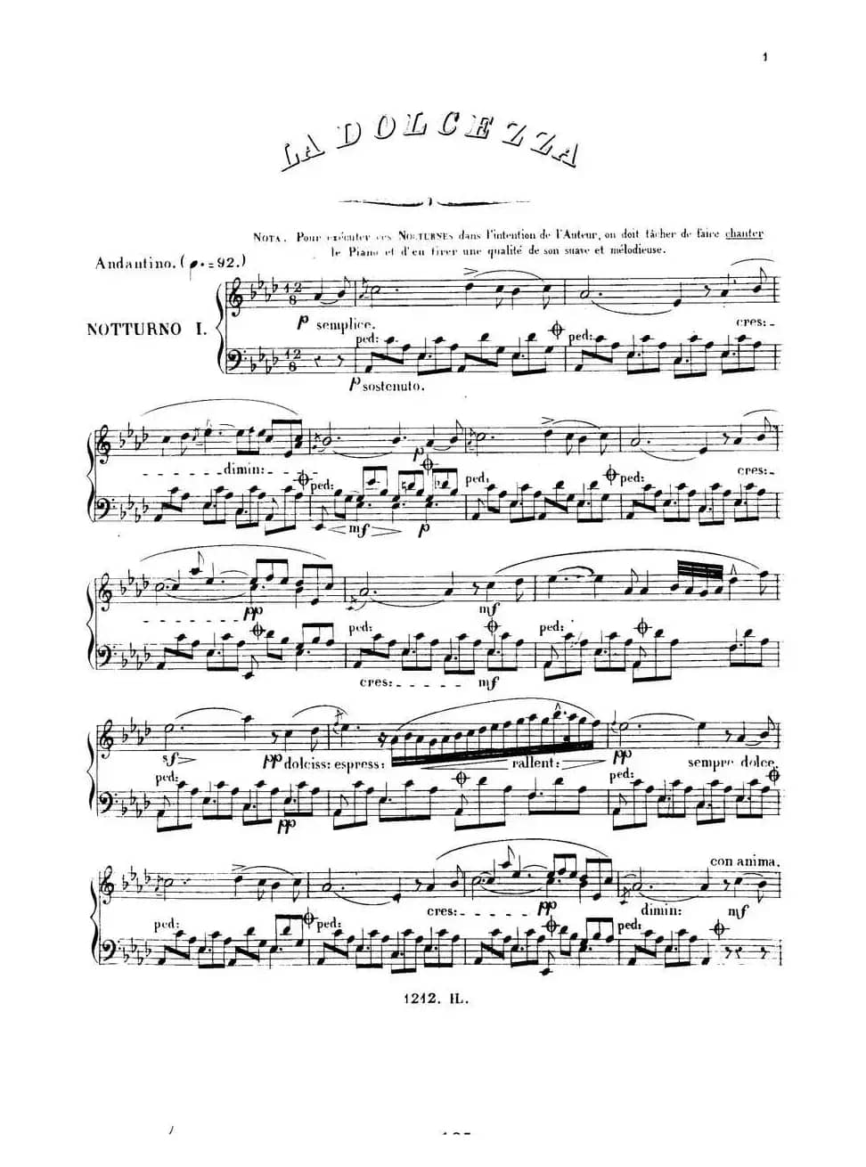 3 Nocturnes Caractéristiques Op·45（3首个性夜曲·1）