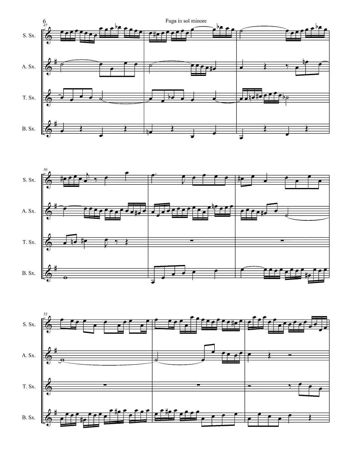 Fuga in sol minore （四重奏）
